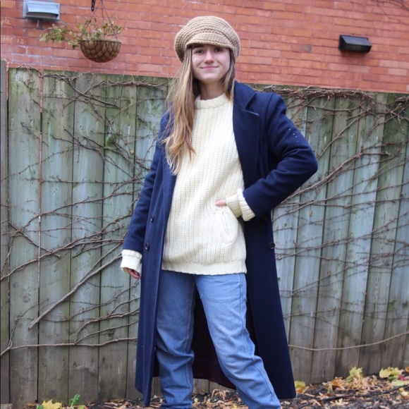 Vintage Navy Blue Wool Coat - Picture 4 of 5